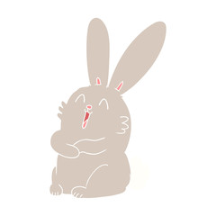 flat color style cartoon laughing bunny rabbit