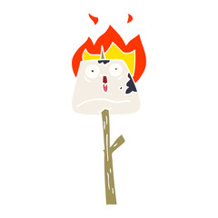 cartoon doodle marshmallow on stick