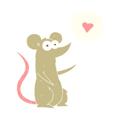 flat color illustration of a cartoon mouse in love