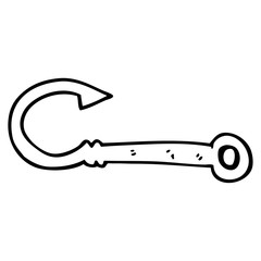 line drawing cartoon fish hook
