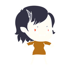 flat color style cartoon friendly vampire girl