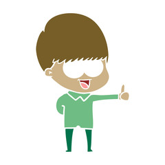 happy flat color style cartoon boy