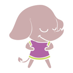 flat color style cartoon smiling elephant