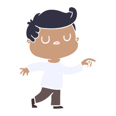 flat color style cartoon aloof man pointing finger