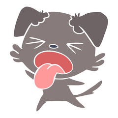 flat color style cartoon disgusted dog