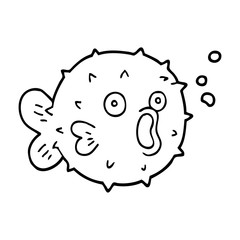 line drawing cartoon blow fish