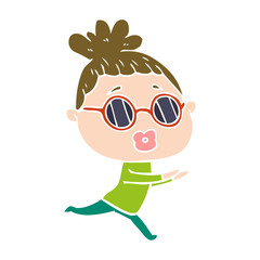 flat color style cartoon woman wearing sunglasses