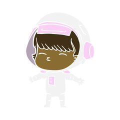 flat color style cartoon curious astronaut