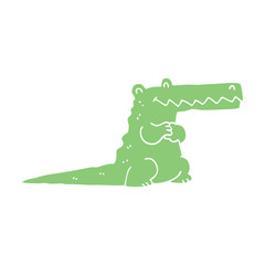flat color style cartoon crocodile