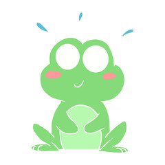 cute flat color style cartoon frog