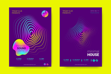 Fototapeta premium Music Posters with Wave Lines and Distortion.