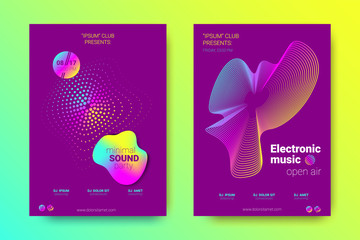 Naklejka premium Music Posters Set with Wave Lines and Distortion.