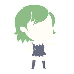 flat color style cartoon undead vampire girl pointing