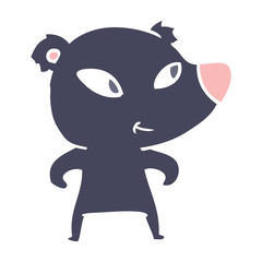 cute flat color style cartoon bear