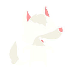 flat color style cartoon wolf laughing