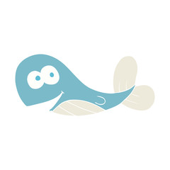 flat color illustration of a cartoon whale