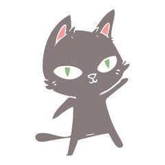 flat color style cartoon cat staring