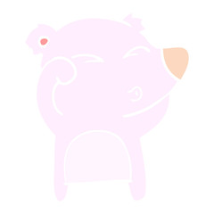 flat color style cartoon tired bear rubbing eyes
