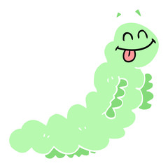 flat color illustration of a cartoon caterpillar