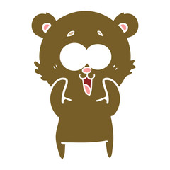 laughing teddy  bear flat color style cartoon