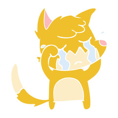 crying fox flat color style cartoon