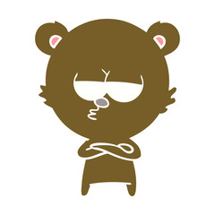 bored bear flat color style cartoon