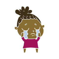 flat color style cartoon crying woman