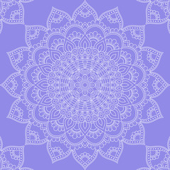 Seamless pattern with mandala ornament. Hand drawn illustration