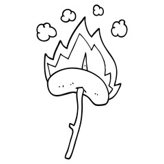 line drawing cartoon of a hot dog