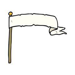 cartoon doodle waving white banner flag