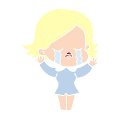 flat color style cartoon girl crying