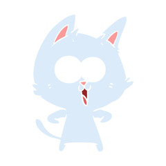 funny flat color style cartoon cat