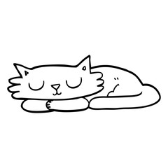line drawing cartoon sleeping cat