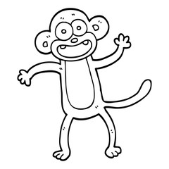 line drawing cartoon crazy monkey