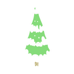 flat color style cartoon snowy christmas tree