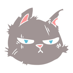 flat color style cartoon tough cat face