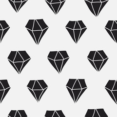 Seamless pattern of hand drawn diamonds in black and white. Cute vector illustration, abstract background.
