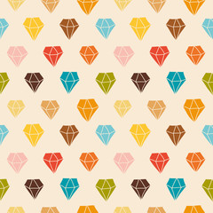 Seamless pattern of hand drawn diamonds. Colorful vector illustration background. - 226639778