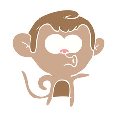 flat color style cartoon pointing monkey