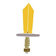 cartoon doodle of an old bronze sword