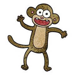 cartoon doodle waving monkey