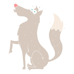 flat color illustration of a cartoon wolf