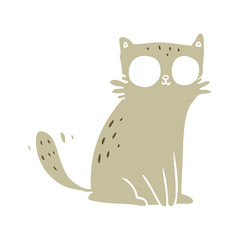 flat color style cartoon staring cat