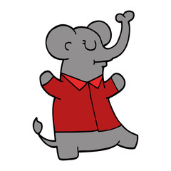 cartoon doodle elephant wearing shirt