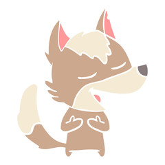 flat color style cartoon wolf laughing