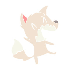 laughing fox flat color style cartoon
