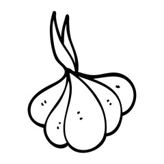 line drawing cartoon sprouting garlic