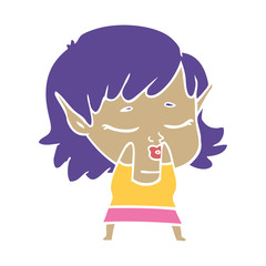 pretty flat color style cartoon elf girl