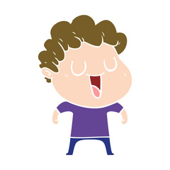 laughing flat color style cartoon man