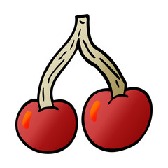 cartoon doodle ripe cherries